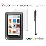 2x caseen GLARESHATTER Anti-Glare Screen Protector for Barnes & Noble Nook Tablet, Nook Color + caseen Stylus Pen (Silver)