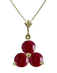 14k Gold Pendant Necklace with Genuine Rubies