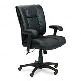 Mid-Back Executive Leather Chair with Adjustable Arms - Black