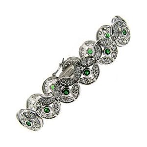 Buy Sterling Silver Simulated Emerald Medallion Bracelet by LEAH HANNA