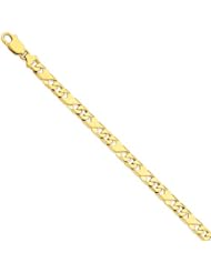 14k Yellow Gold 8in 7mm Hand-polished Fancy Link Chain Bracelet