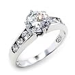 Women's Rosette Clear Cubic Zirconia Brass-Rhodium plated Ring, Size: 4-10