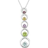 Sterling Silver Multi-Gemstone Drop Circles Pendant