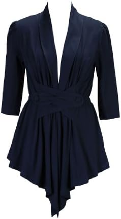 eShakti Women's Cotton knit button-tabbed jacket