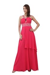 Sheath Chiffon/Polyester Sleeveless Beaded Sequined Full Length Prom Dress/Wedding Dress 