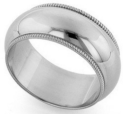 Platinum Milgrain Heavy Classic-Fit Wedding Band, 8mm Wide