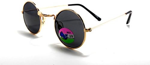 New Baby Boys Gold Metal Round John Lennon Sunglasses Shades Black Lens