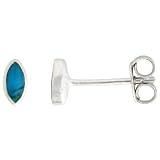 Sterling Silver Tiny 3 16 (5 mm) Marquise Shape Turquoise Stud Earrings