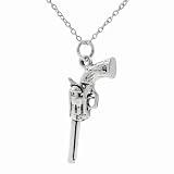 Sterling Silver Hand Gun Necklace