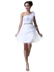 A-line Tiered Organza One Shoulder Wedding Dress/Mini Dress 