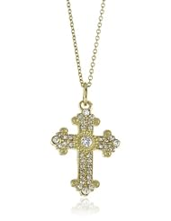 KC Designs "Faithfully Yours" Diamond 14k Yellow Gold Medium Byzantine Cross, 16"