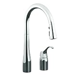 KOHLER K-647-CP Simplice Pull-Down Kitchen Sink Faucet, Polished Chrome