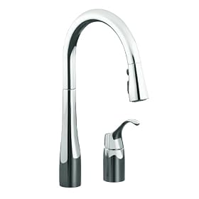 KOHLER K-647-CP Simplice Pull-Down Kitchen Sink Faucet, Polished Chrome