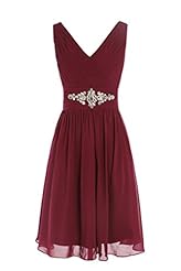 Plus Size A-line V-neck Short  Crystal Short Sleeves Chiffon Evening Dress/Bridesmaid Dress/Prom Dress/Party Dress  With Ruffles