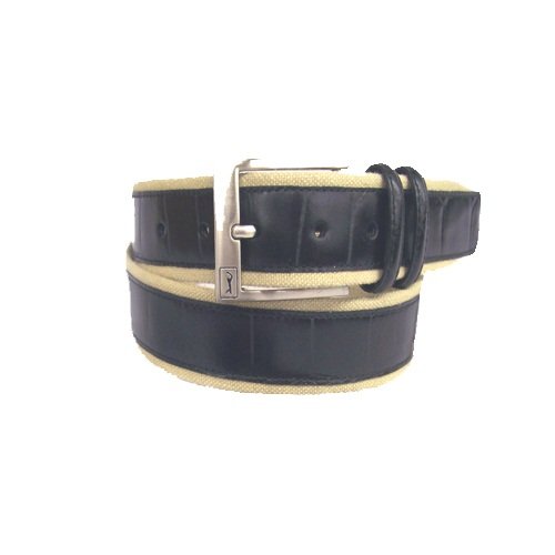 PGA TOUR Men's Canvas And Leather Casual Belt,Black,36