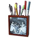 Scenes from the Past Vintage Stereoview - Ballet Dancers with Beer Cyan tone - Tile Pen Holders-5 inch tile pen holder