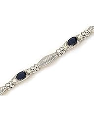 14K White Gold Oval Sapphire and Diamond Bracelet