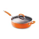Rachael Ray Porcelain Enamel Nonstick 6-Quart Deep Saute Pan, Orange