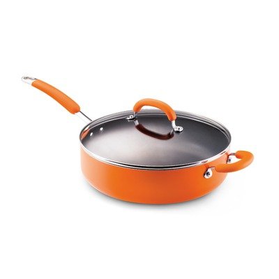 Rachael Ray Porcelain Enamel Nonstick 6-Quart Deep Saute Pan, Orange