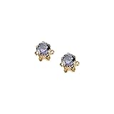 14K Yellow Gold 4 MM Amethyst Teen Earring Studs