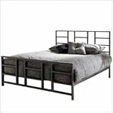 Queen Metal Platform Bed with Rails - Fulton Contemporary Design in Slate F ....