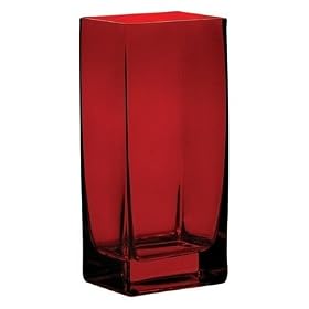 Ruby Red Retangle Vase