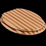 Toilet Seats Light and Dark Bamboo, Elongated Toilet Seat, PVD Brass Hinge
