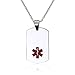 Stainless Steel Medical ID Dog Tag Necklace with Chain -Free Custom Engraving,Diabetic,Asthma