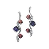 14K White Gold Amethyst, Rhodolite Garnet, Pink Tourmaline & Diamond Earring