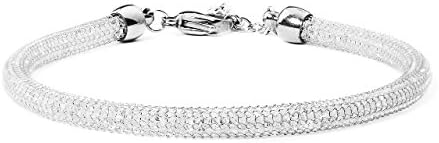 Silver Co BRS003-RD Rhodium Over Brass Clear Crystals Mesh Bracelet