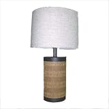 Leather and Grass Body Table Lamp with Linen Shade