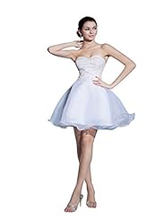 Sweetheart Organza Beaded Cocktail Above the Knee Short Evening Dress/Homecoming Dress/Prom Dress 