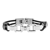 Inox Jewelry Men's Bracelet with rectangular Steel Design and CZ stone.