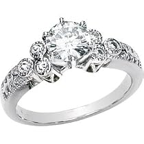 14K White Gold Round Created Moissanite & Diamond Engagement Ring