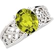 14K White Gold Peridot Ring