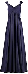 Modest V-neck Cap Sleeves Floor Length 2015 Chiffon Mother-of-the-Bride Dress 