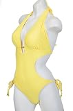 Yellow Halter Tie Side Monokini Swimsuit with Removable Soft Pads