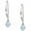 Aquamarine and Diamond Dangle Earrings-Briolette Cut Aquamarine, White Gold