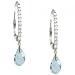 1.0cttw Briolette Cut Aquamarine Diamond 14K White Gold Leverback Dangle Earrings