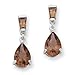 14k White Gold Smokey Quartz Dangle Post Earrings title=