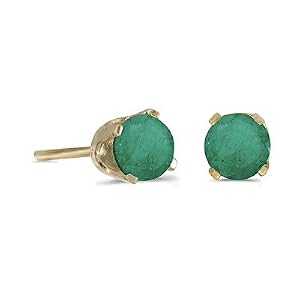 Buy 4mm Round Emerald Stud Earrings in 14K Yellow Gold .50cttw by MLG Jewelry