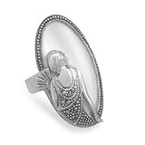 Cameo Shell Ring with Marcasite Woman Design Sterling Silver, 8