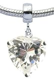 Silver Heart Charm with CZ Crystals by GlitZ JewelZ ? - 8MM CZ Crystal - fits pandora & troll bracelets - hand polished and hand finished to fine jewellery standard - packed in a lovely velvet pouchette