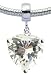 Silver Heart Charm with CZ Crystals by GlitZ JewelZ ? - 8MM CZ Crystal - fits pandora & troll bracel
