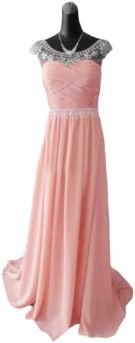 Emma Y Pretty Bateau Evening Dress Bridesmaid Dresses Cap Sleeves- US Size 10-Pink