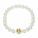 14k Yellow Gold Saltwater Cultured Akoya Pearl AA Grade 7.5-8mm Bracelet, 8