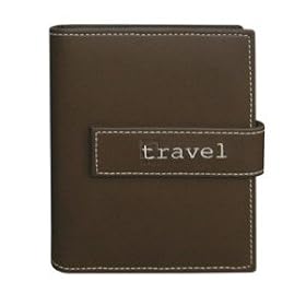 4X6 1-UP 36 PHOTOS EXPRESSIONS EMBROIDERED MAGNETIC STRAP ALBUM - BROWN TRAVEL - Photo Album