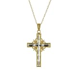 14K Diamond Cut Cross Pendant 18