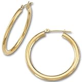 14K Yellow Gold Knife Edge Tube Hoop Earring 25.0 mm