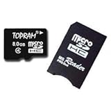 TOPRAM 8GB 8G microSD microSDHC Card Class 4 with Memory Stick Pro Duo Adap ....